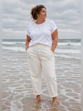 Anthropologie Herringbone Straight Leg Carpenter Pant Coastal Grandma Women's 32